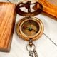 Brass Pocket Compass with Chain Nautical Collectible